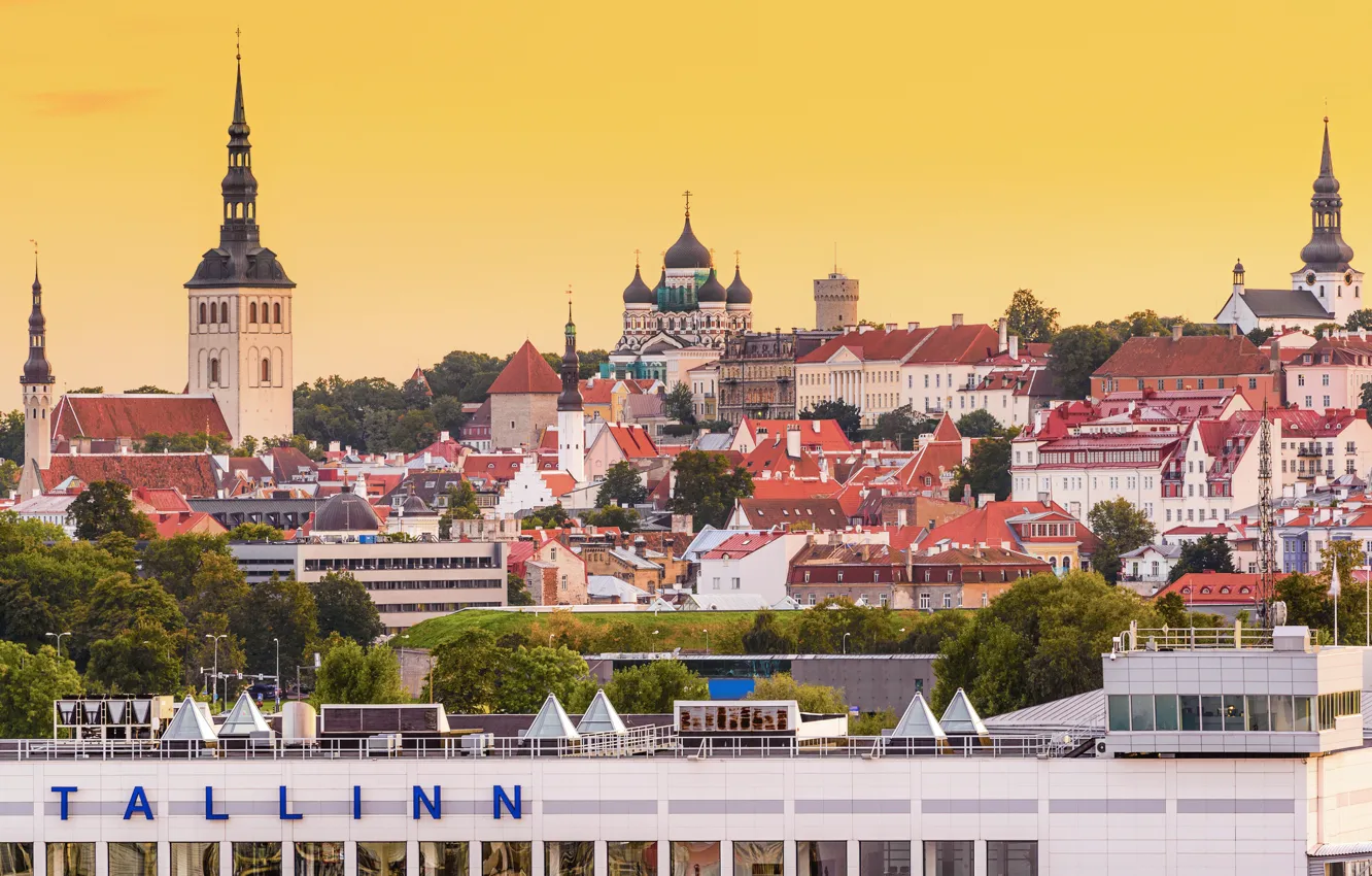 Photo wallpaper building, roof, Estonia, Tallinn, panorama