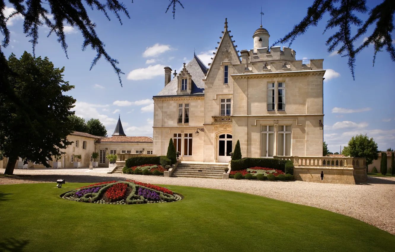 Photo wallpaper Park, castle, France, garden, Bordeaux, The Chateau Pape Clement