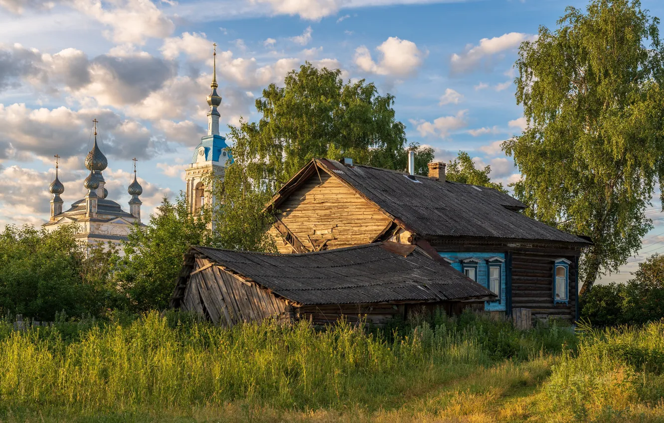 Photo wallpaper hut, Yaroslavl oblast, Russian village, Savinskaya, Andrey Gubanov