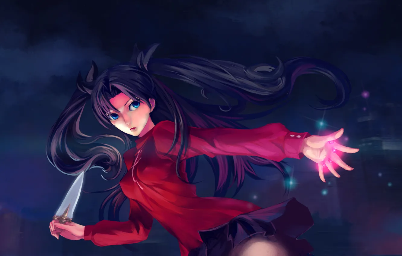 Photo wallpaper girl, art, knife, rin tohsaka, fate/stay night, kiki.