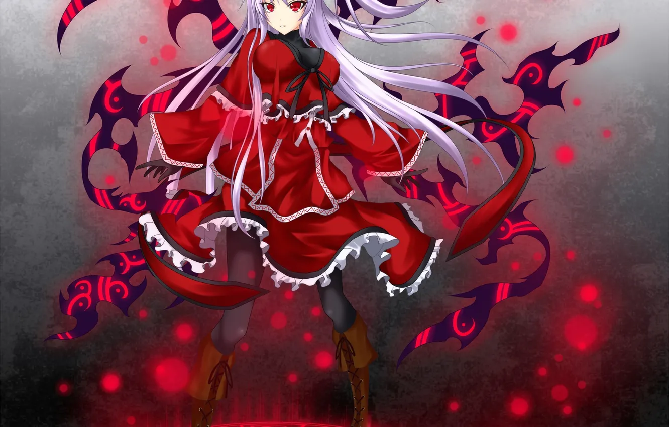 Photo wallpaper look, girl, magic, red dress