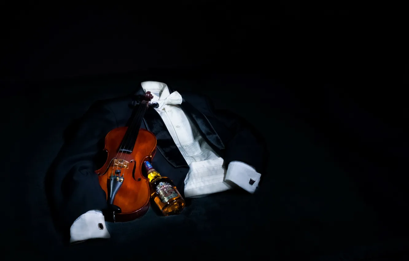 Photo wallpaper music, violin, whiskey