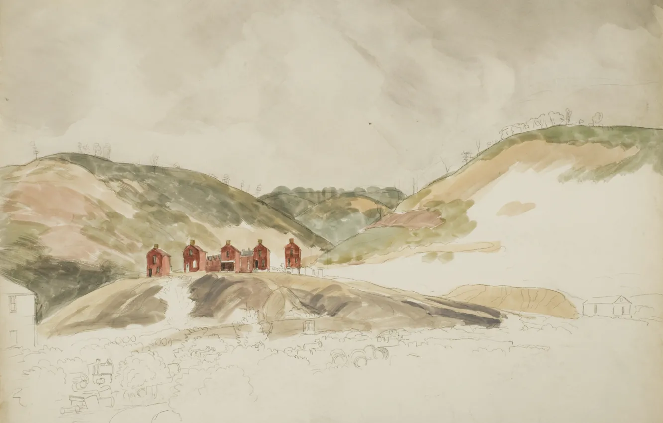 Photo wallpaper 1920, Study, Charles Ephraim Burchfield, Storm Over Irondale