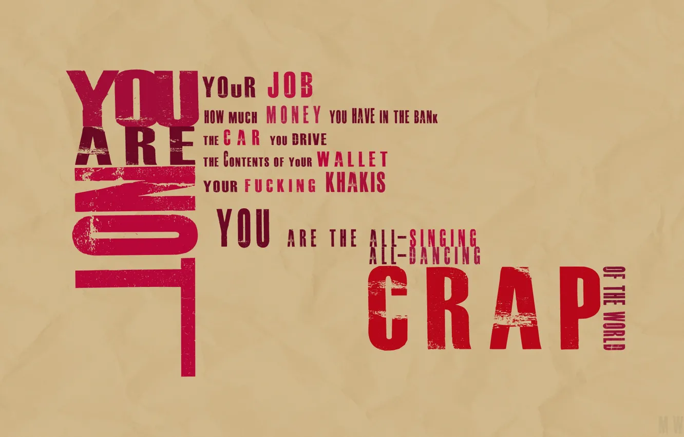 Photo wallpaper Fight Club, motto, you are not crap