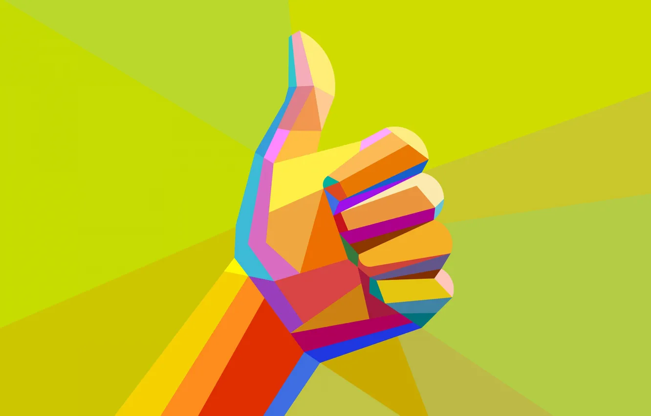 Photo wallpaper finger, gesture, fist, low poly, all is well
