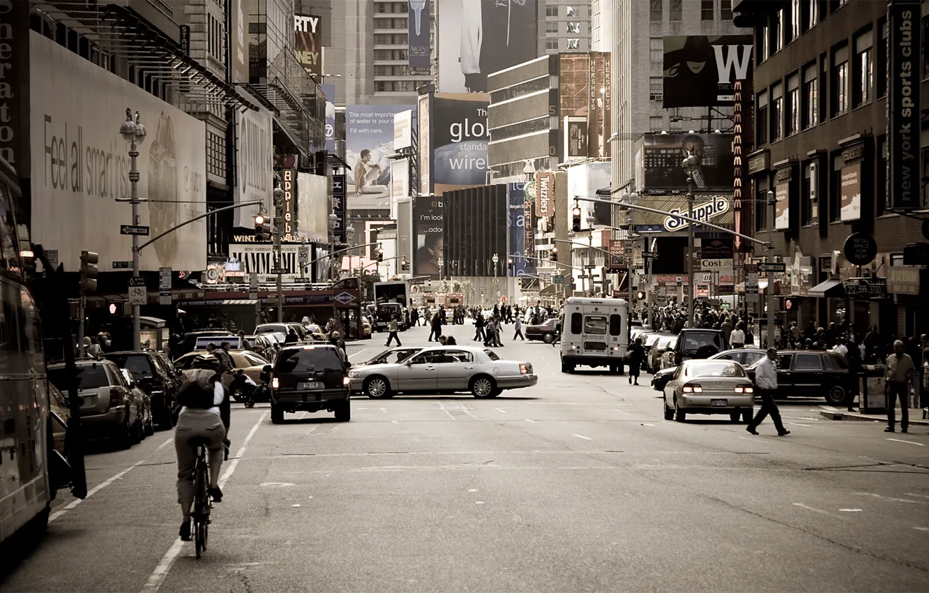 Photo wallpaper movement, routine, the crowd, advertising, crossroads, megapolis