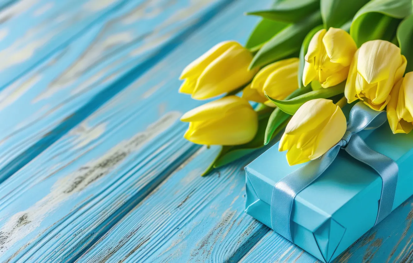 Photo wallpaper flowers, holiday, gift, bouquet, tulips, universal holiday background