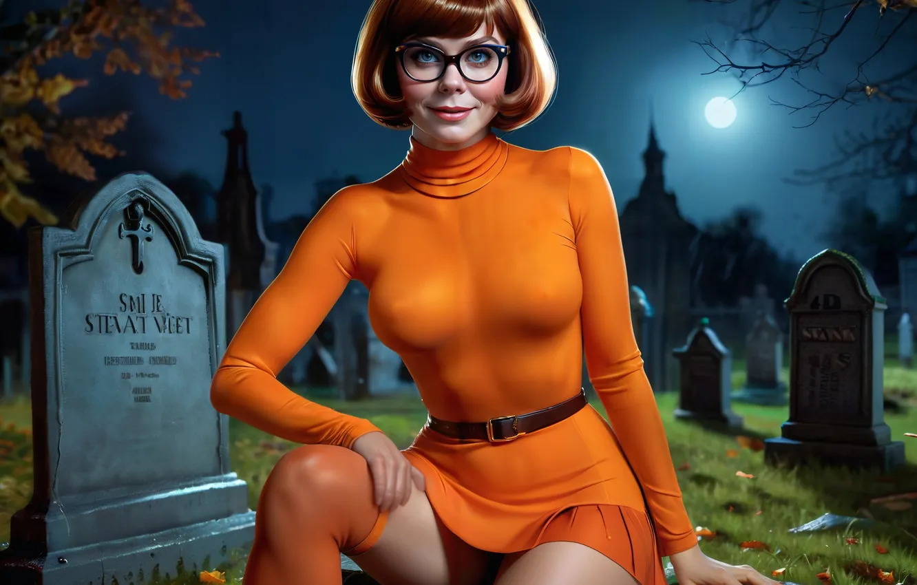 Photo wallpaper girl, smile, cartoon, Scooby-Doo