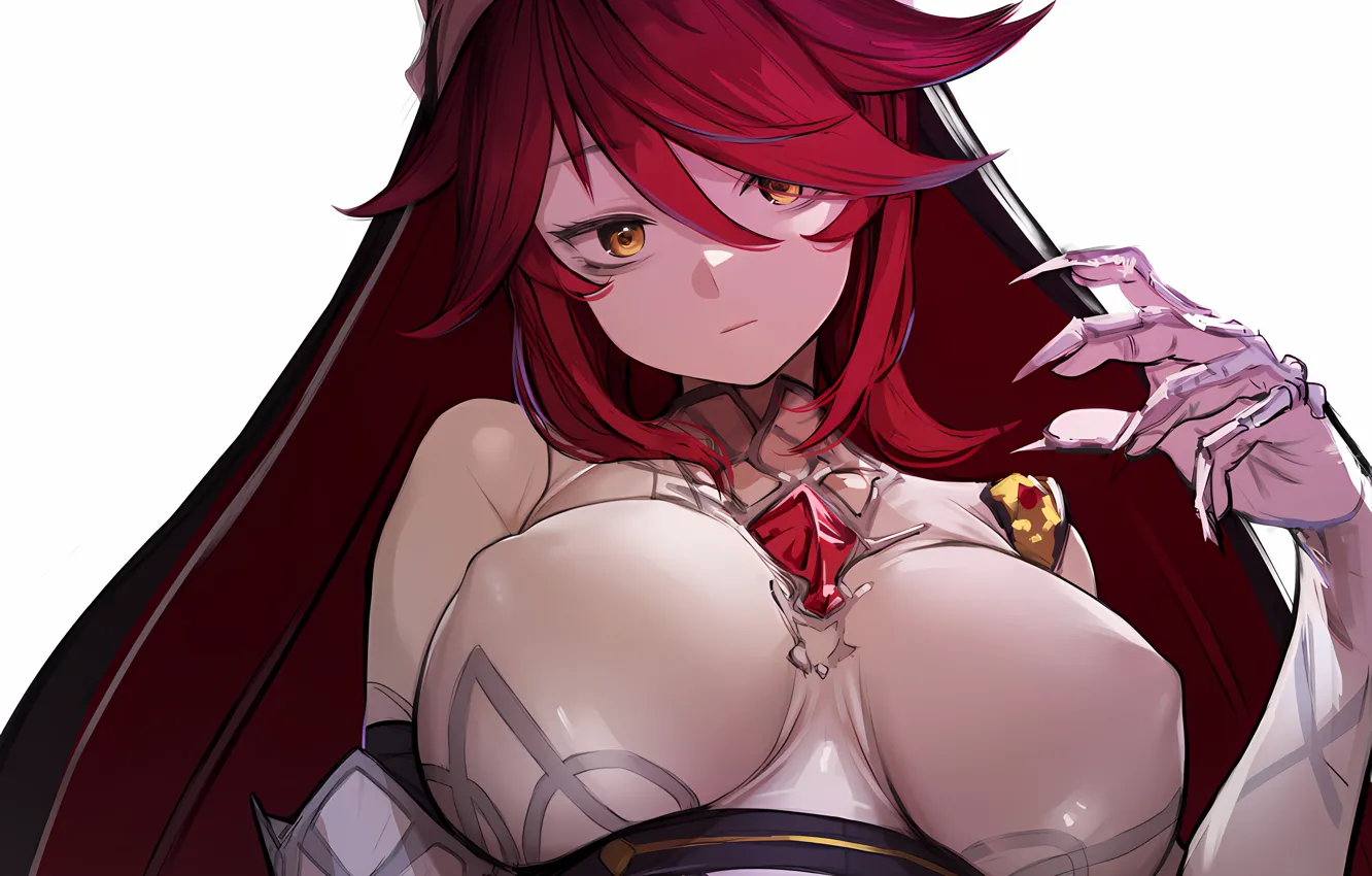 Photo wallpaper girl, sexy, blouse, long hair, boobs, anime, beautiful, pretty