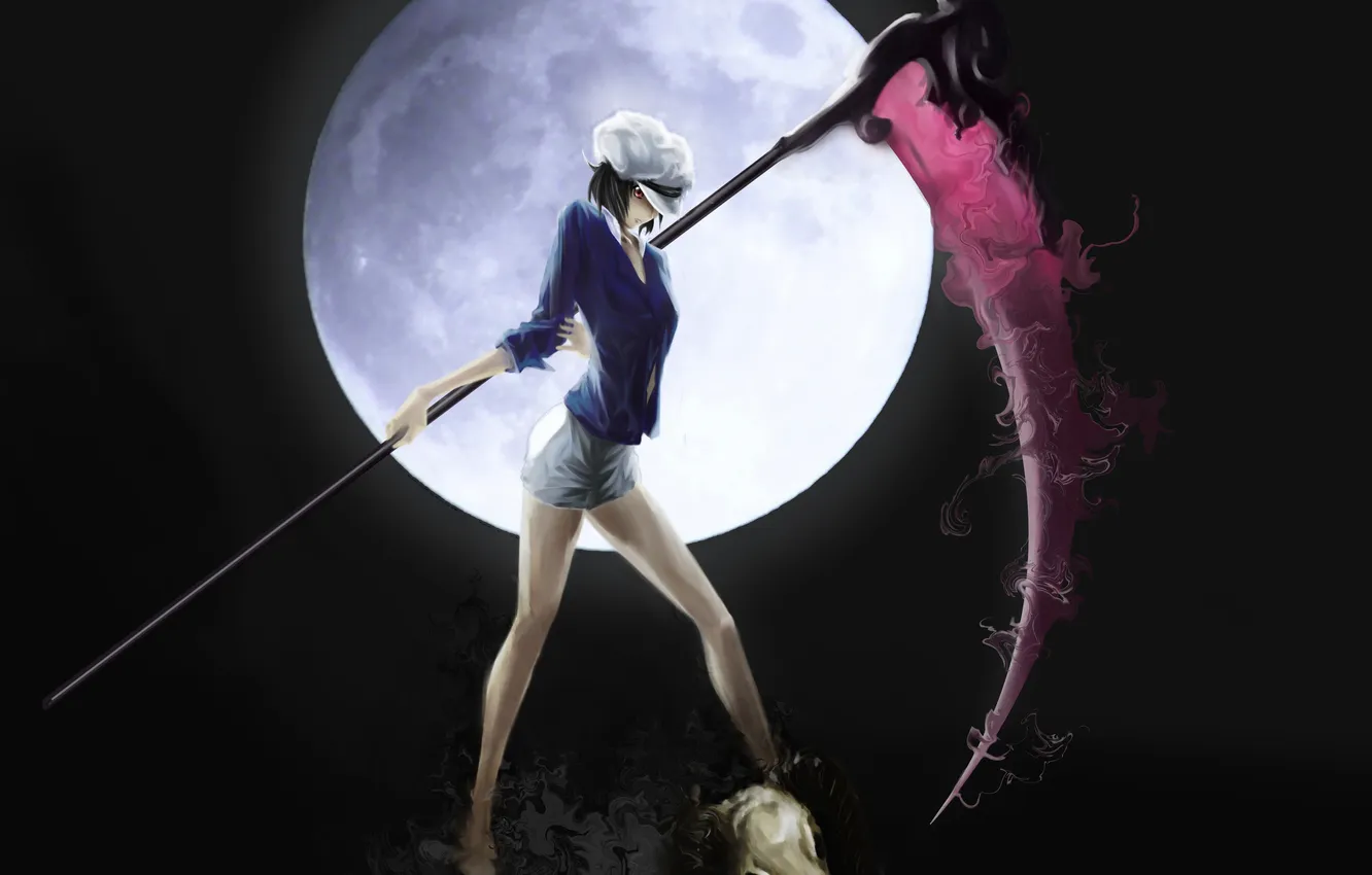 Photo wallpaper girl, death, skull, braid, the full moon, art, cal.t
