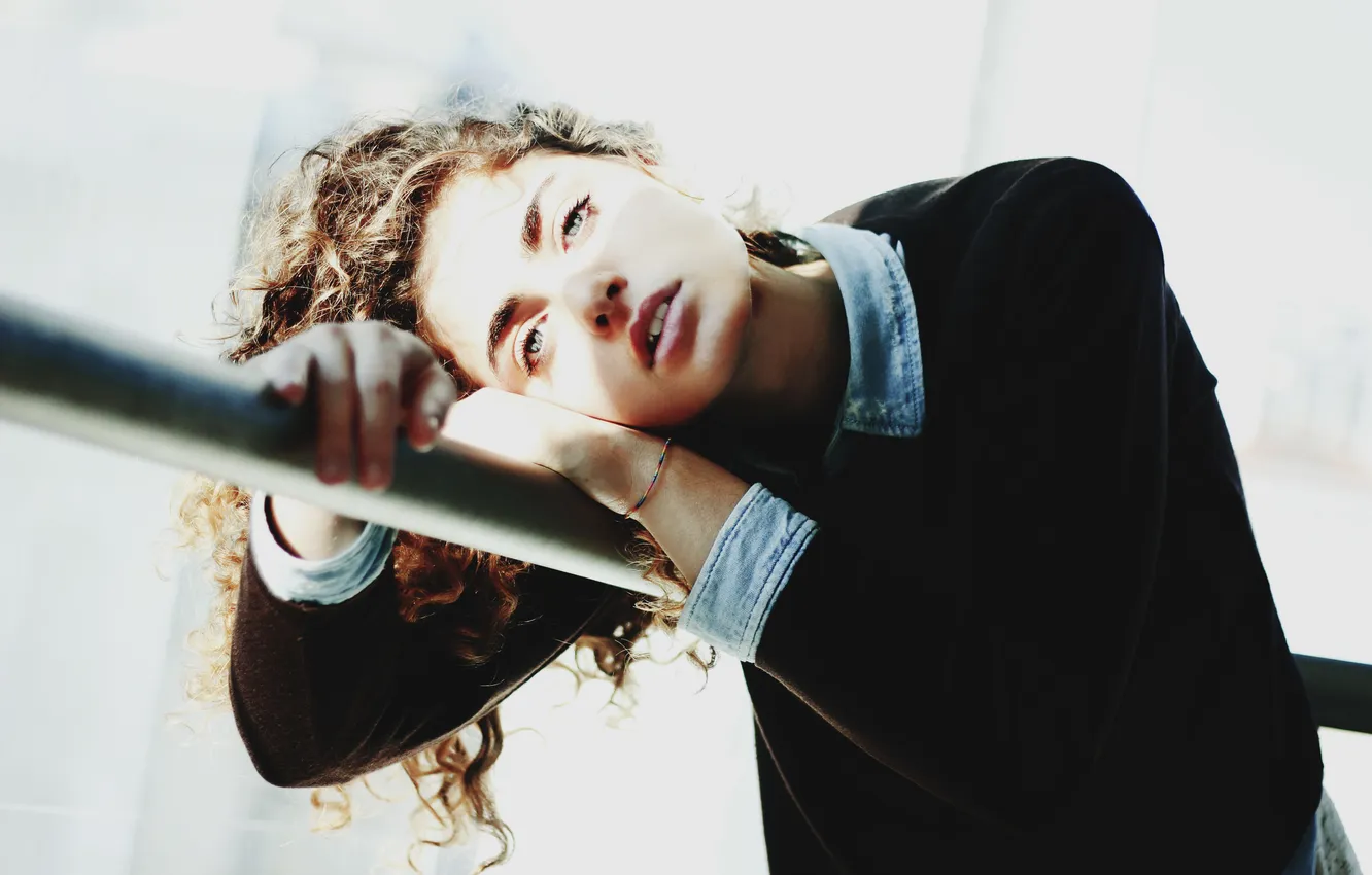 Photo wallpaper look, girl, hair, curls