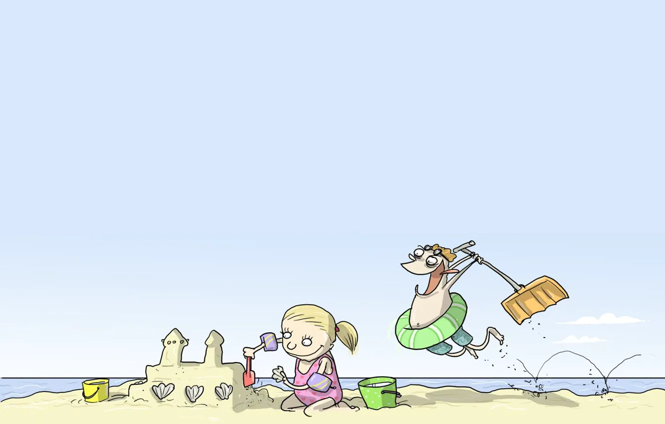 Photo wallpaper children, humor, Wulffmorgenthaler, caricature