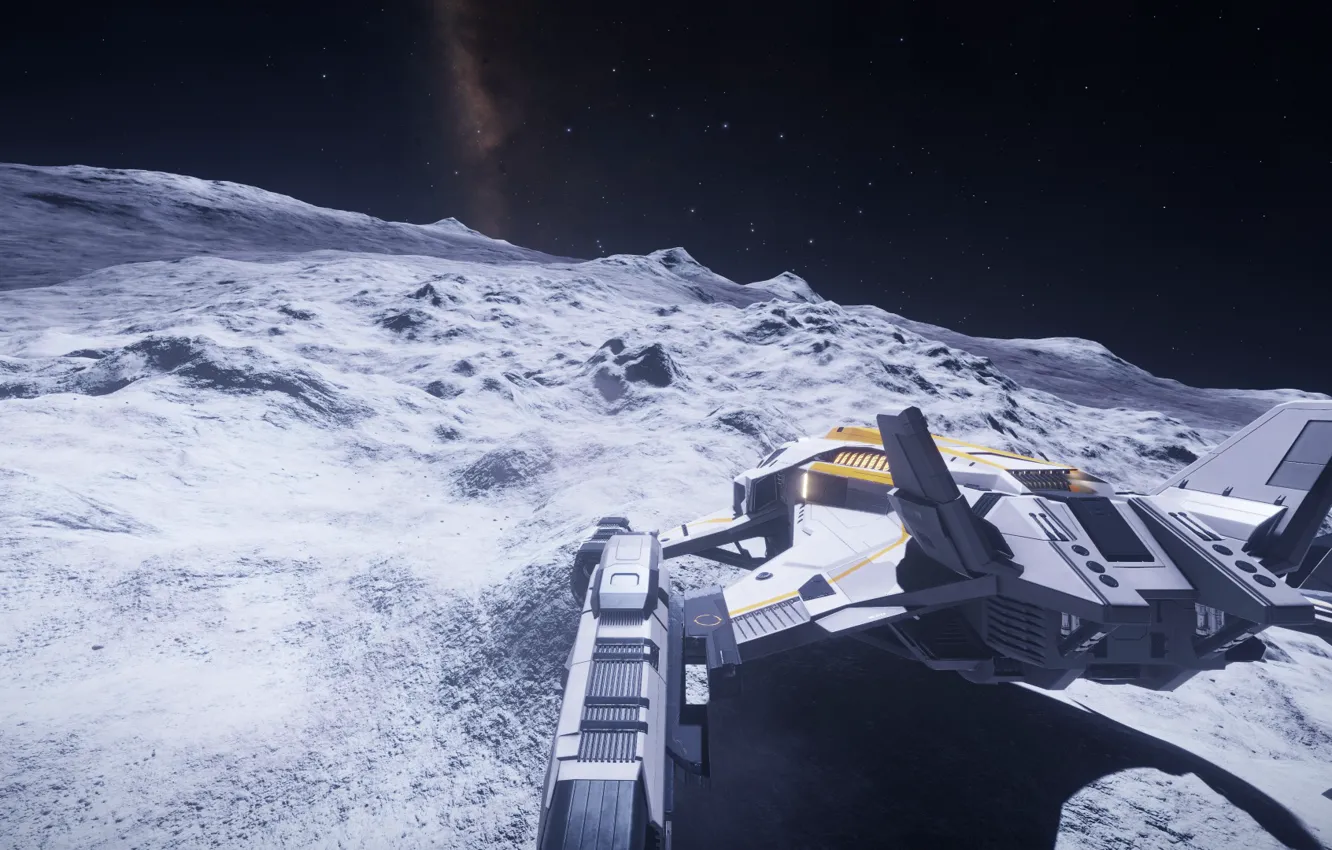 Photo wallpaper Space, Spaceship, the surface of the planet, Elite: Dangerous