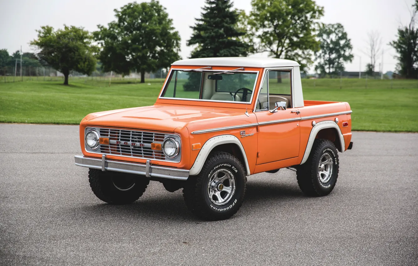 Photo wallpaper orange, Ford, Bronco, before, Half Cab