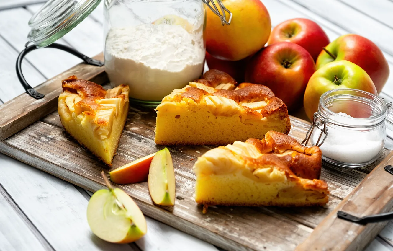 Photo wallpaper apples, pie, cakes, flour