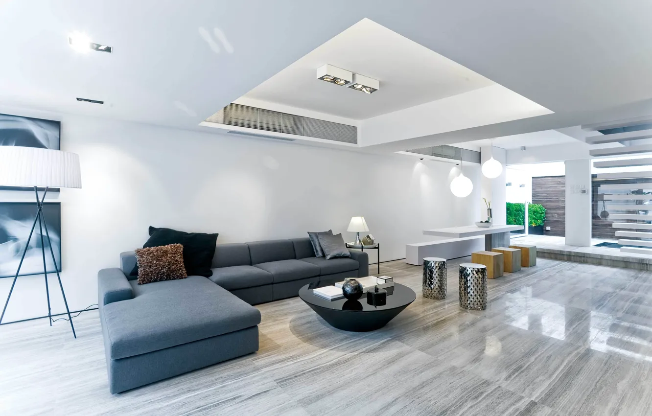 Photo wallpaper design, style, interior, minimalism, living room