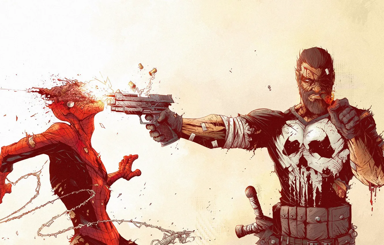 Photo wallpaper Punisher, art, the Punisher, Spider Man, Tonton Revolver, Spider-Man