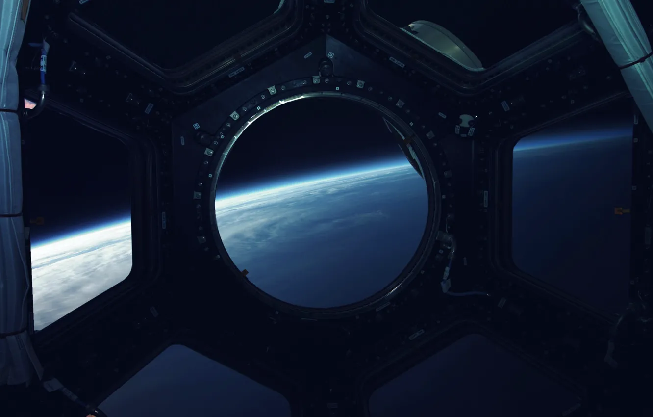Photo wallpaper space, surface, view, planet, station, art, space, the window