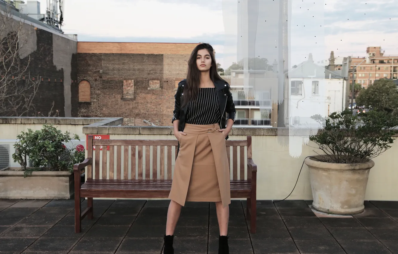 Photo wallpaper Charming, woman, model, brunette, young, clothes, beautiful
