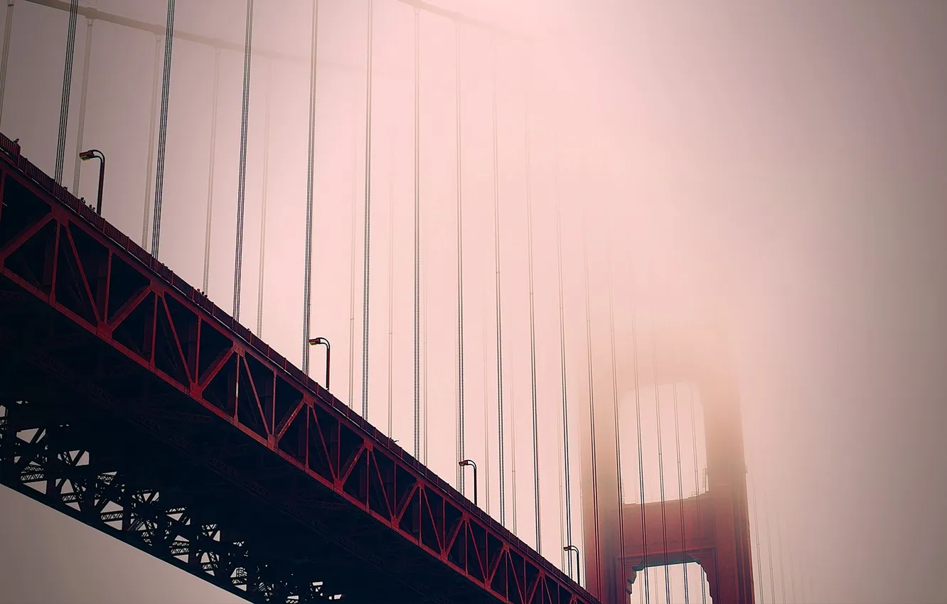 Photo wallpaper fog, photo, view, The city, City, America, San Francisco, bridges