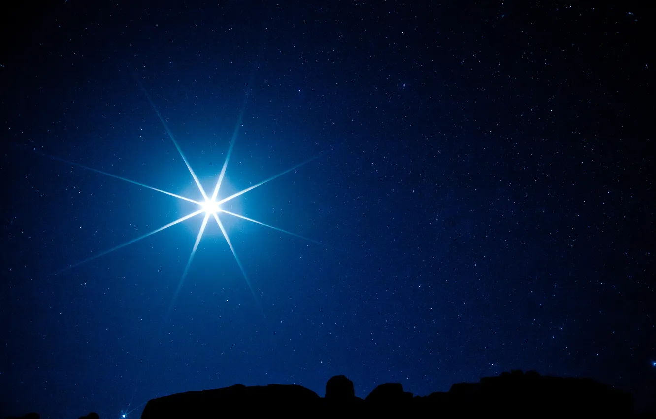 Photo wallpaper stars, light, night, the moon