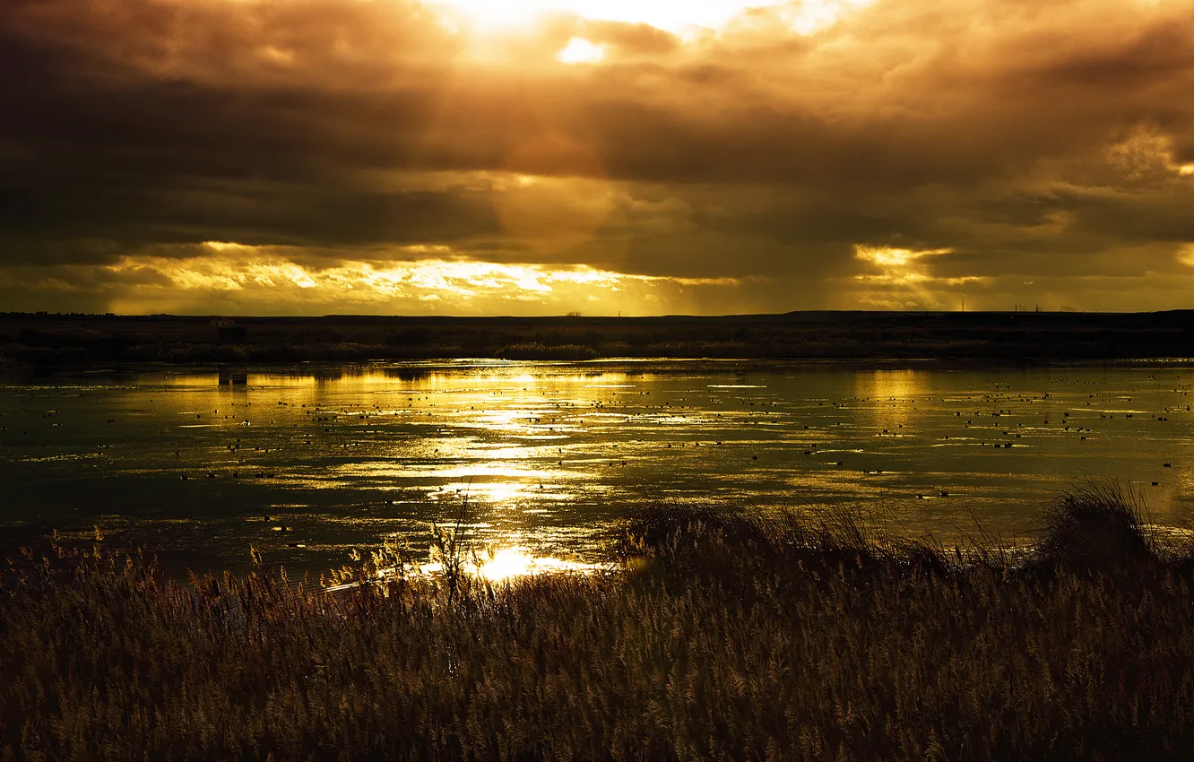 Photo wallpaper the sky, landscape, sunset, beauty