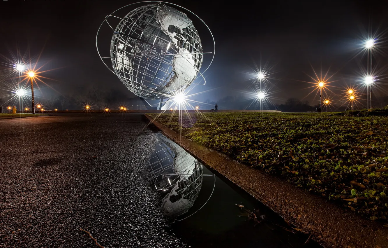 Photo wallpaper night, the city, United States, Flushing Meadows