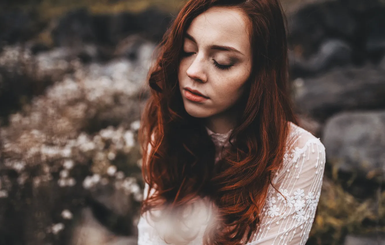 Photo wallpaper girl, hair, portrait, bokeh, Julia