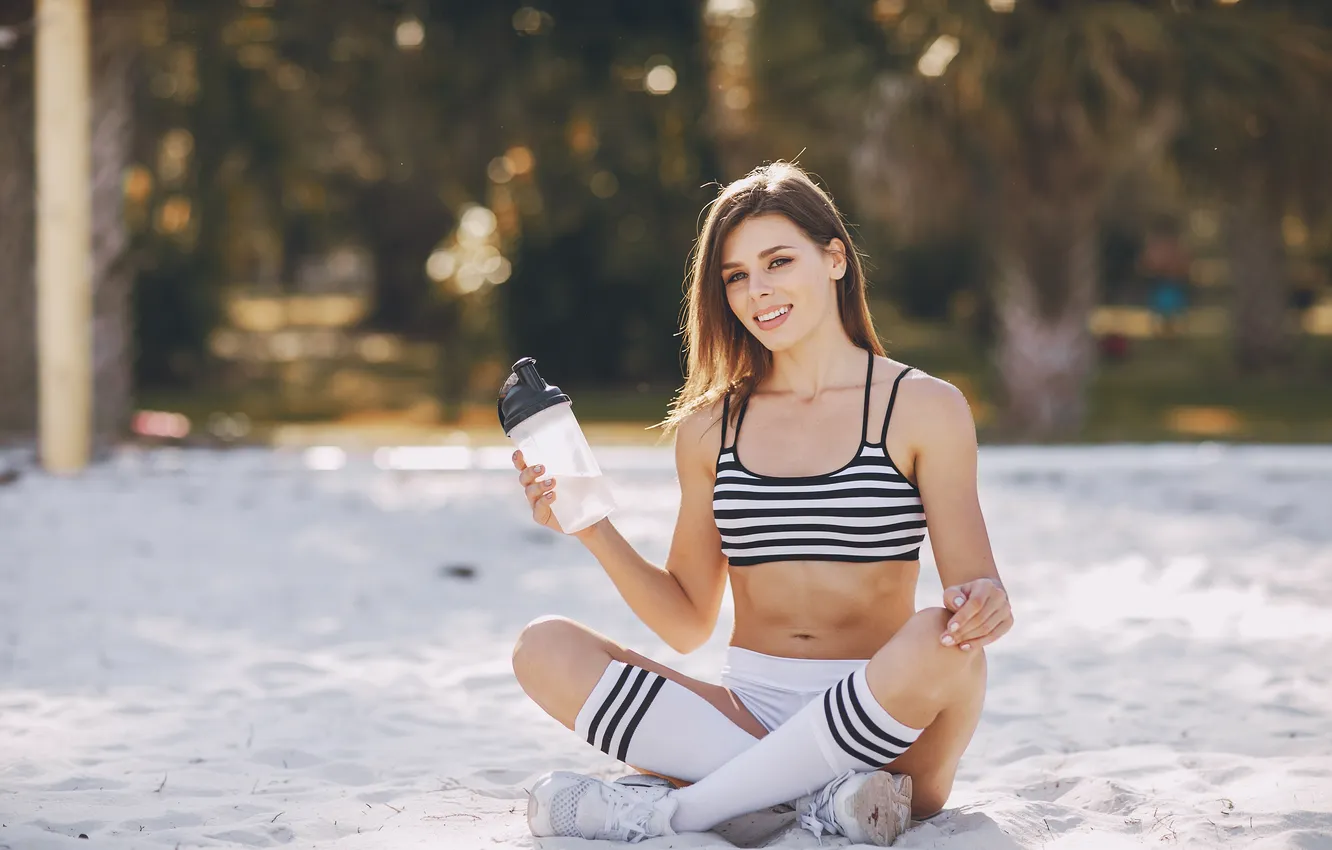 Photo wallpaper girl, beautiful, sporty