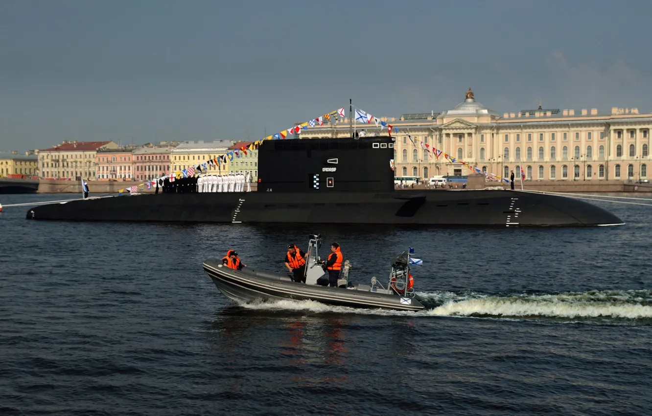 Photo wallpaper holiday, Saint Petersburg, submarine, electric, diesel, SSK, the project 636.3, &ampquot;Krasnodar&ampquot;