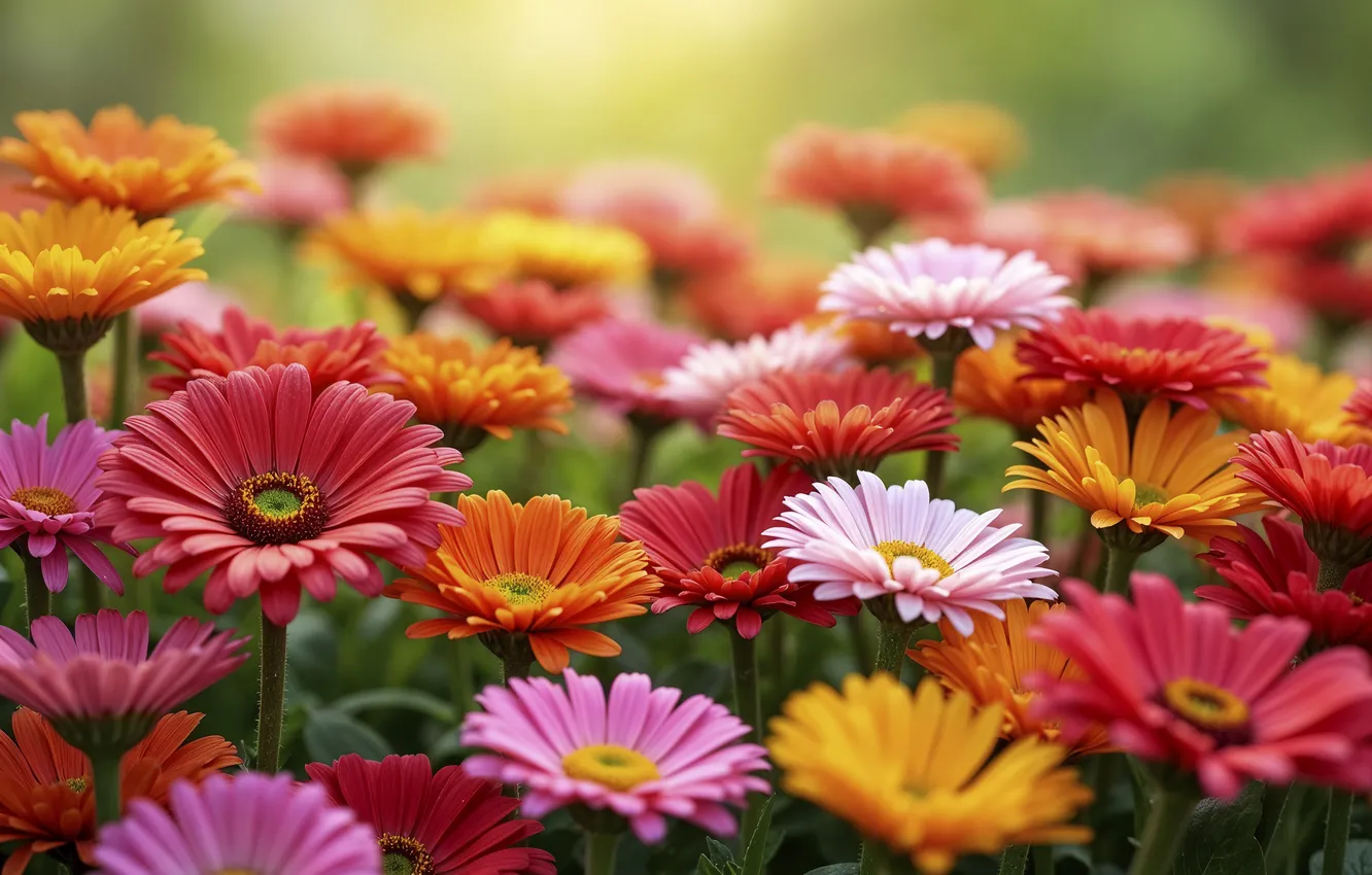 Photo wallpaper flowers, colorful, summer, gerbera, flowers