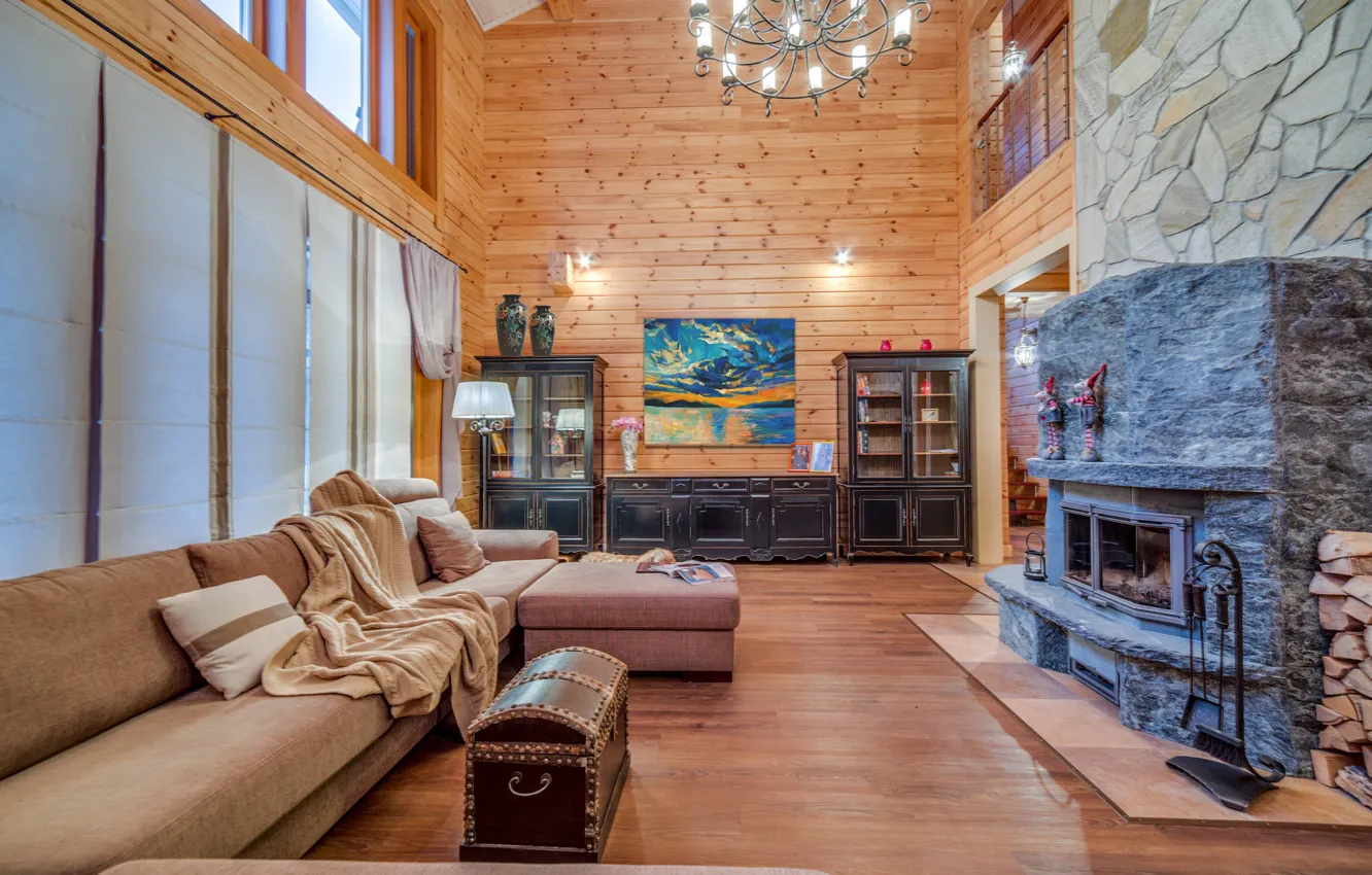 Photo wallpaper design, style, room, interior, fireplace, living room