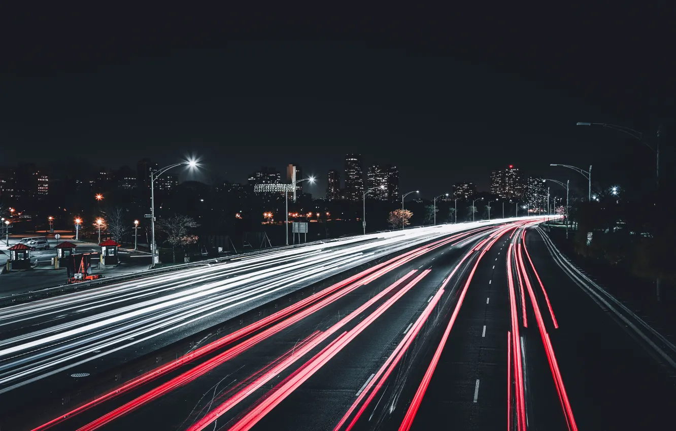 Photo wallpaper city, night, city lights, highway, Jake Blucker, Car Lights
