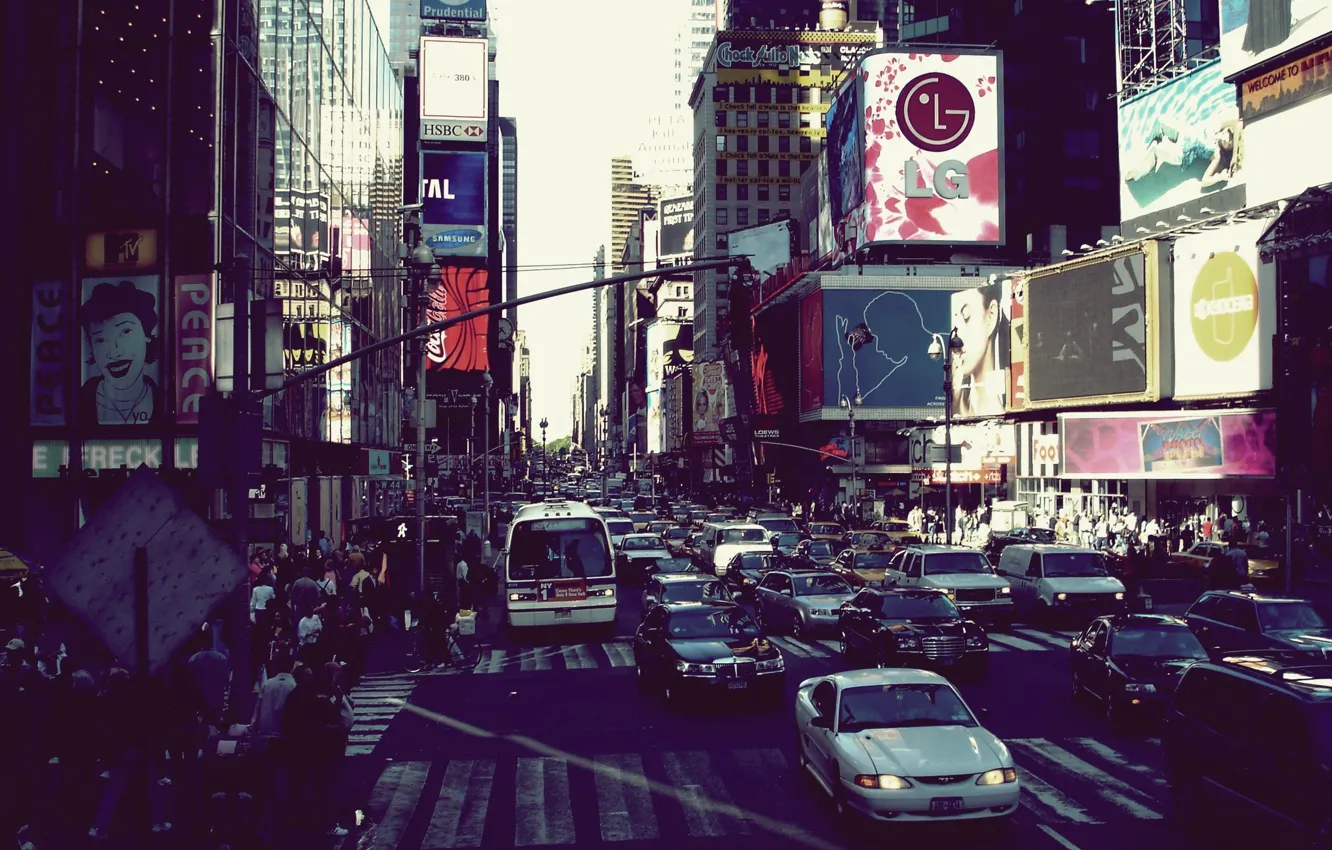 Photo wallpaper city, the city, movement, megapolis, new york, liveliness