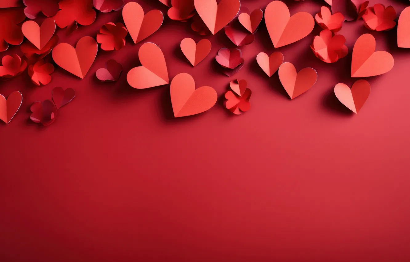 Photo wallpaper love, holiday, heart, hearts, Valentine's day, red background, congratulations, festive background