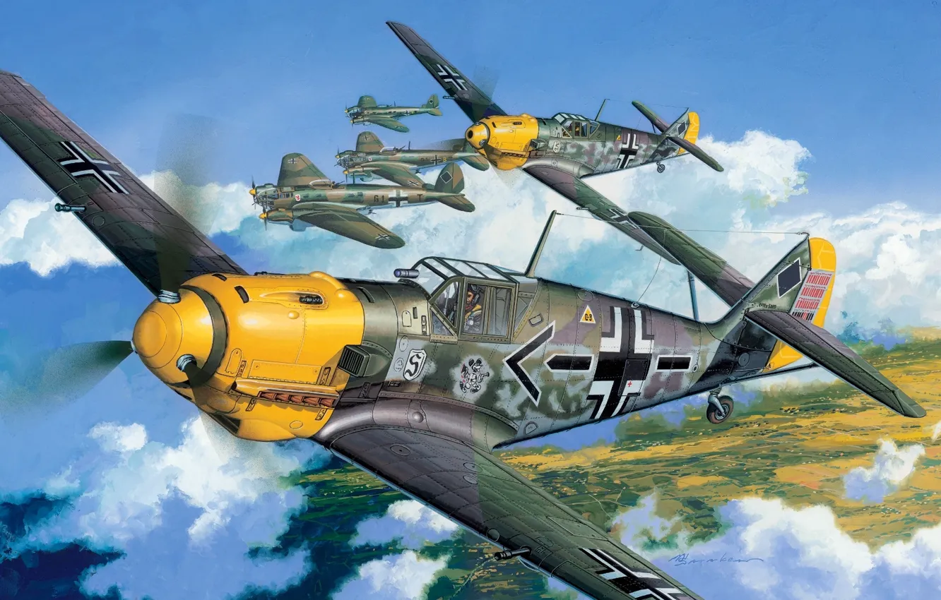 Photo wallpaper the plane, figure, the second world, Me-109, Air force, Luftwaffe, Messerschmitt, messerschmitt