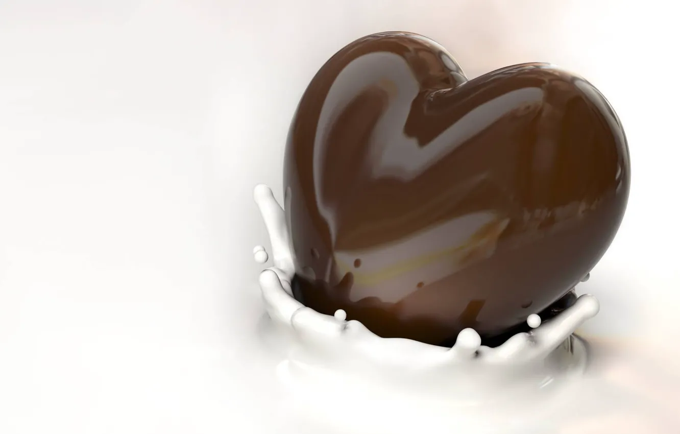 Photo wallpaper heart, milk, heart, chocolate