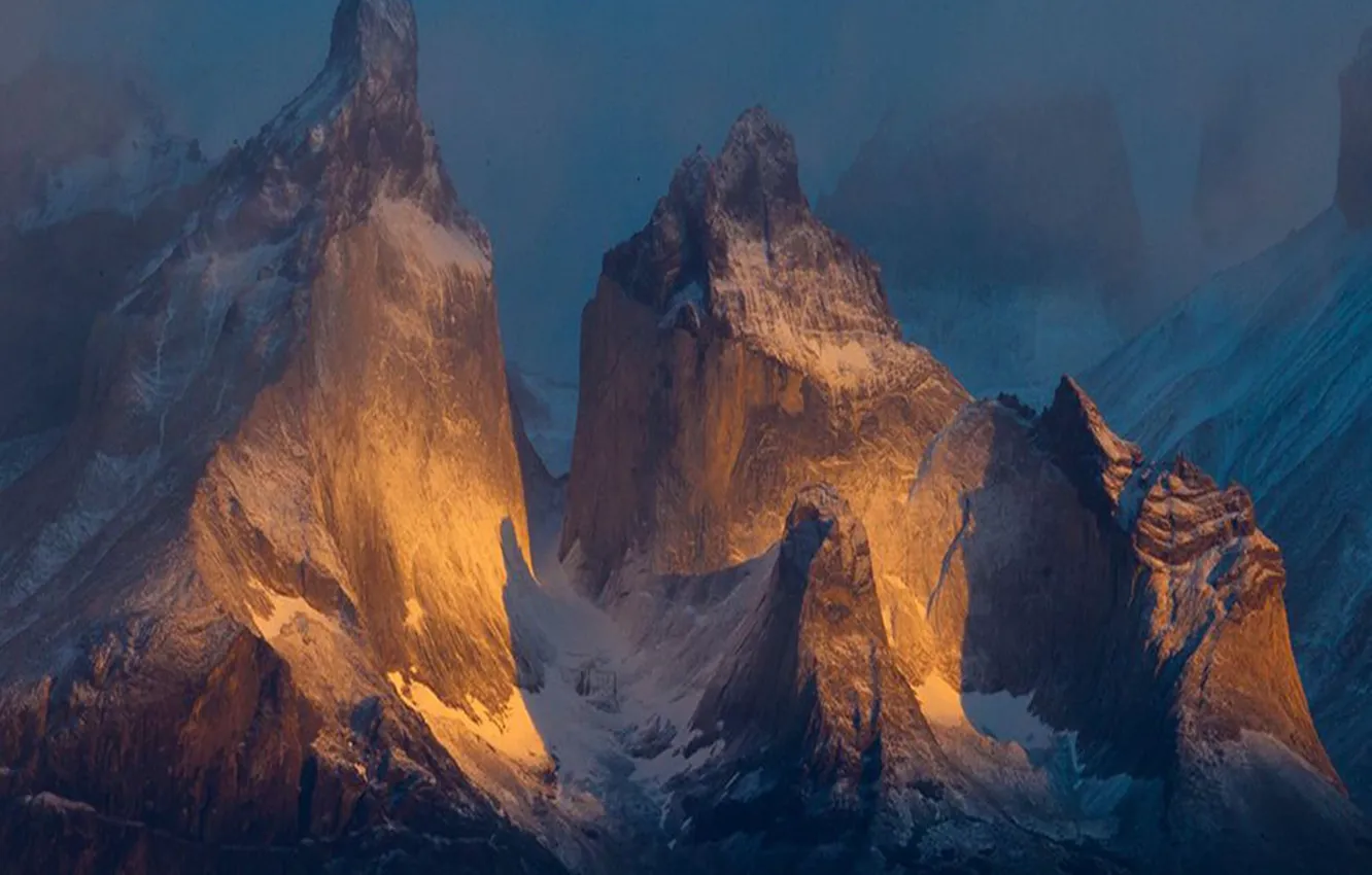 Photo wallpaper the sky, sunset, mountains, nature, rocks, the evening, Chile, Torres del Paine