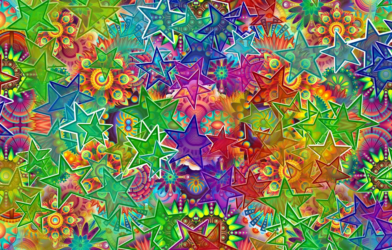 Photo wallpaper pattern, stars, colorful