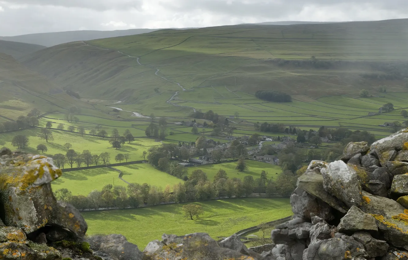 Photo wallpaper landscape, mountains, valley