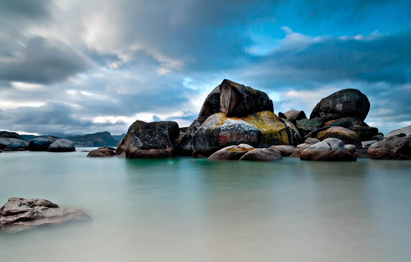 Photo wallpaper sea, stones, rocks, Landscape