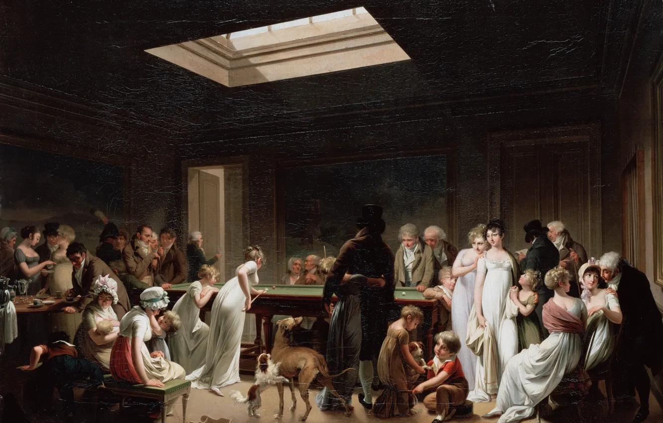 Photo wallpaper people, the game, Billiards, Boilly