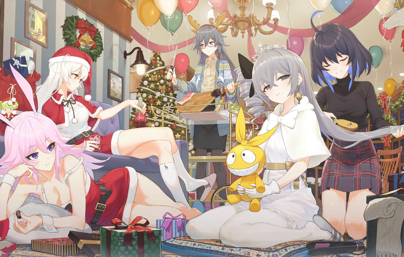 Photo wallpaper girls, new year, Christmas, Honkai Impact 3rd
