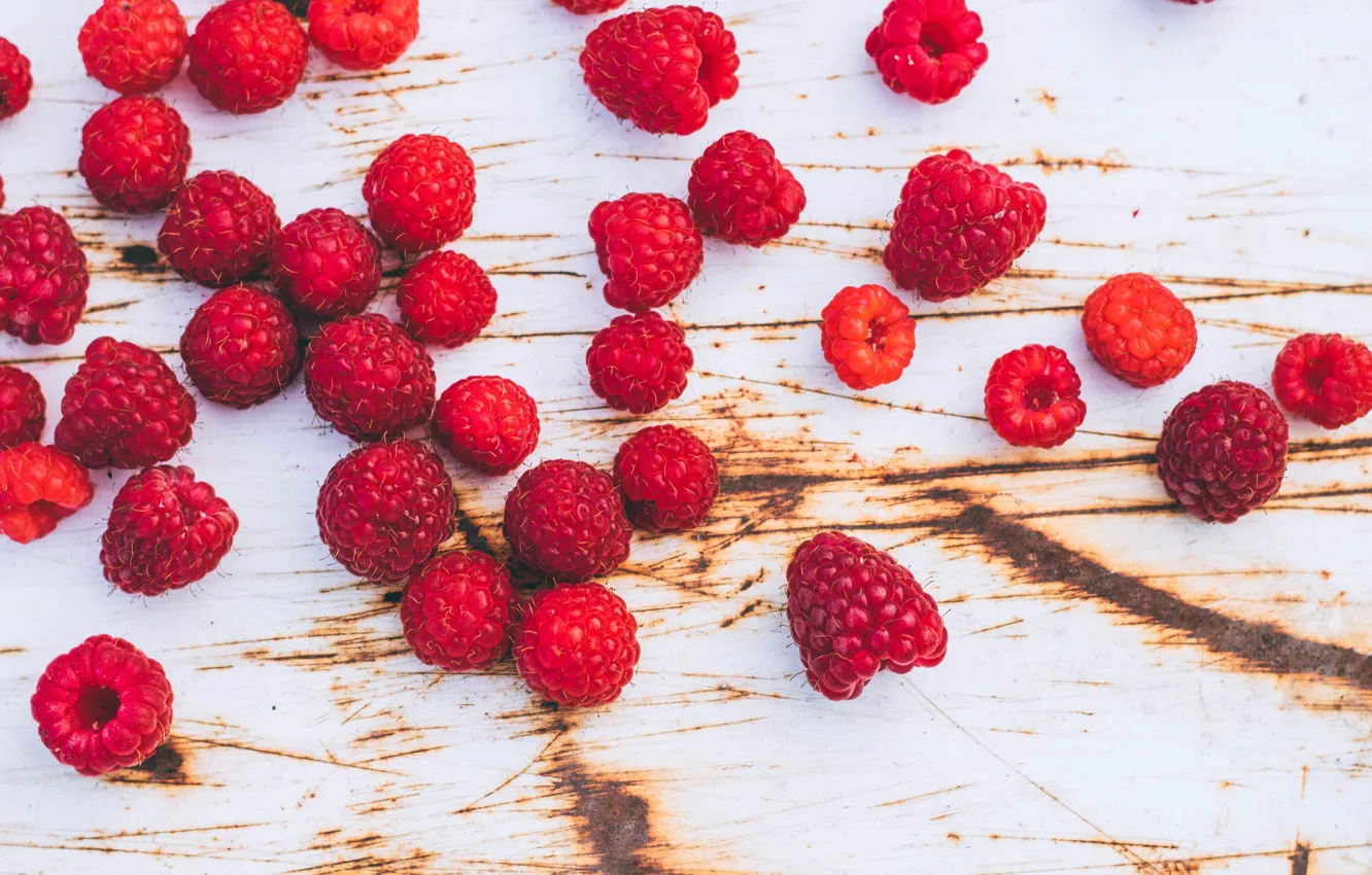 Photo wallpaper berries, raspberry, fresh, wood, berries, raspberry