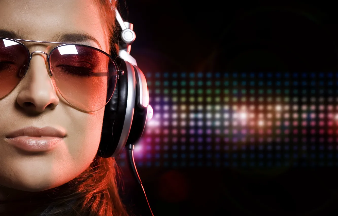 Photo wallpaper music, headphones, glasses