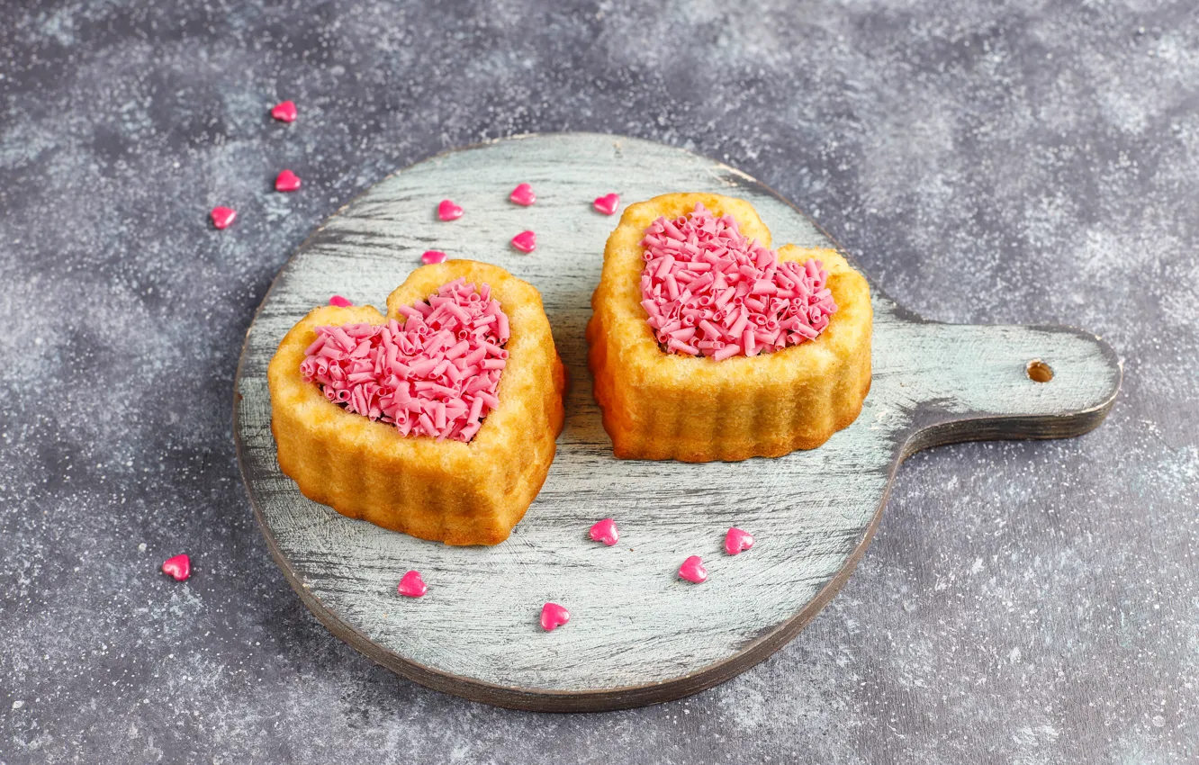 Photo wallpaper background, hearts, cake