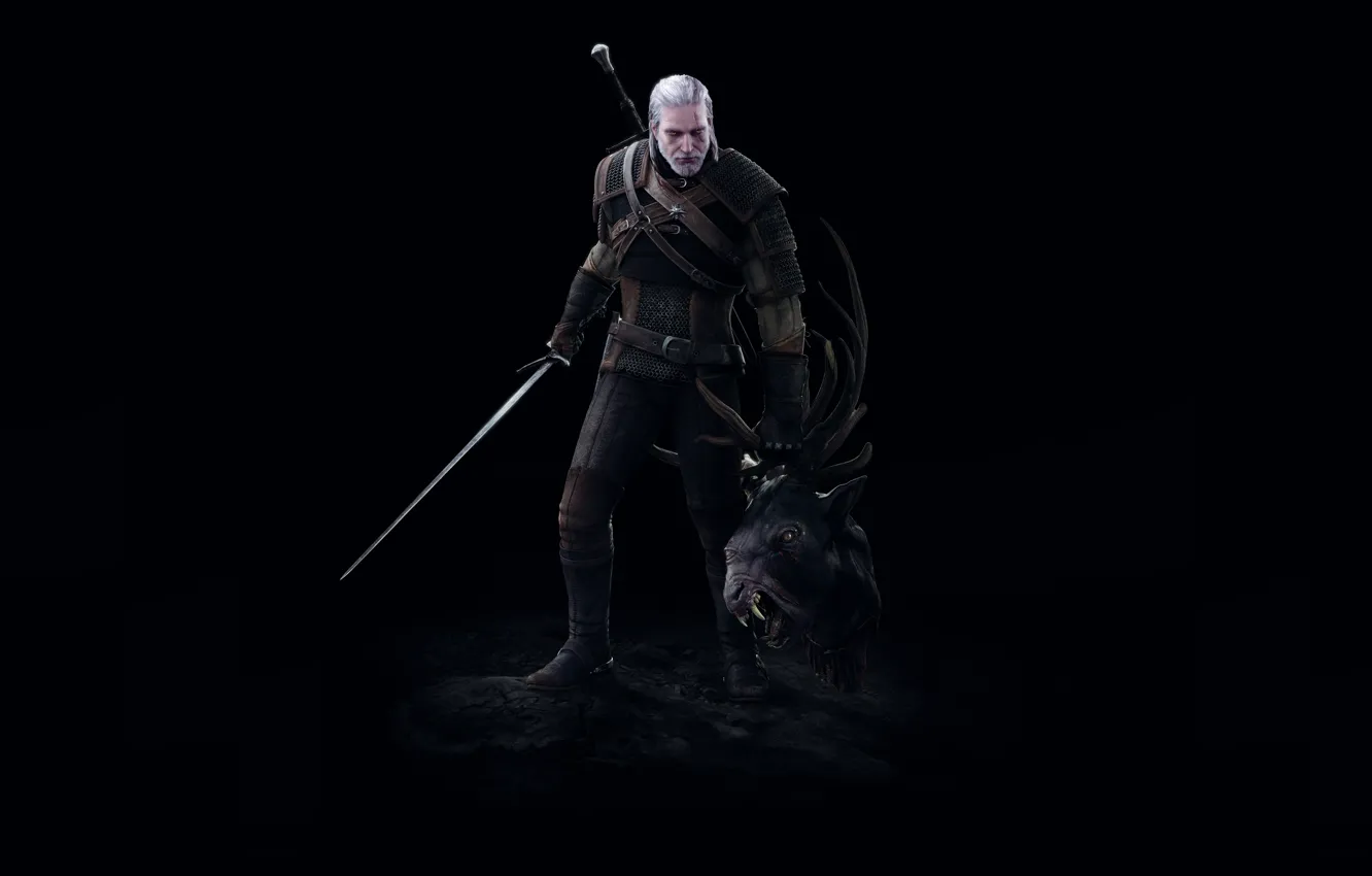 Photo wallpaper Sword, Head, Geralt, the witcher 3 wild hunt, The Witcher 3 wild hunt