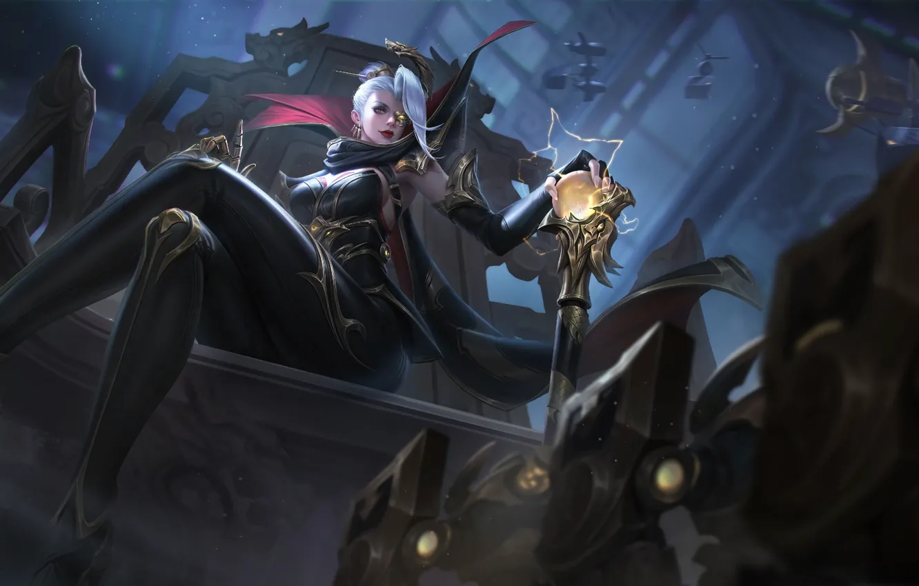 Photo wallpaper cane, arena, characters, mob, monocle, online, beautiful girlfriend again, sitting in a chair