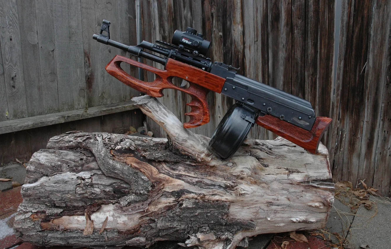 Photo wallpaper weapons, machine, log, AK-47, bullpup