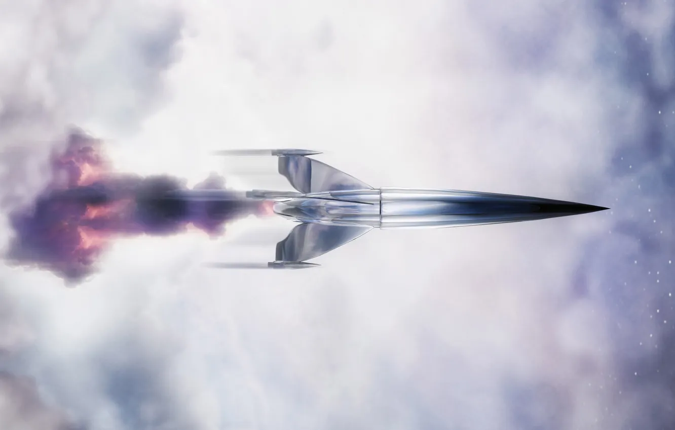 Photo wallpaper flight, lights, rocket, stabilizers